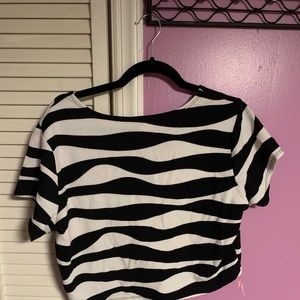 Black and white striped cropped top